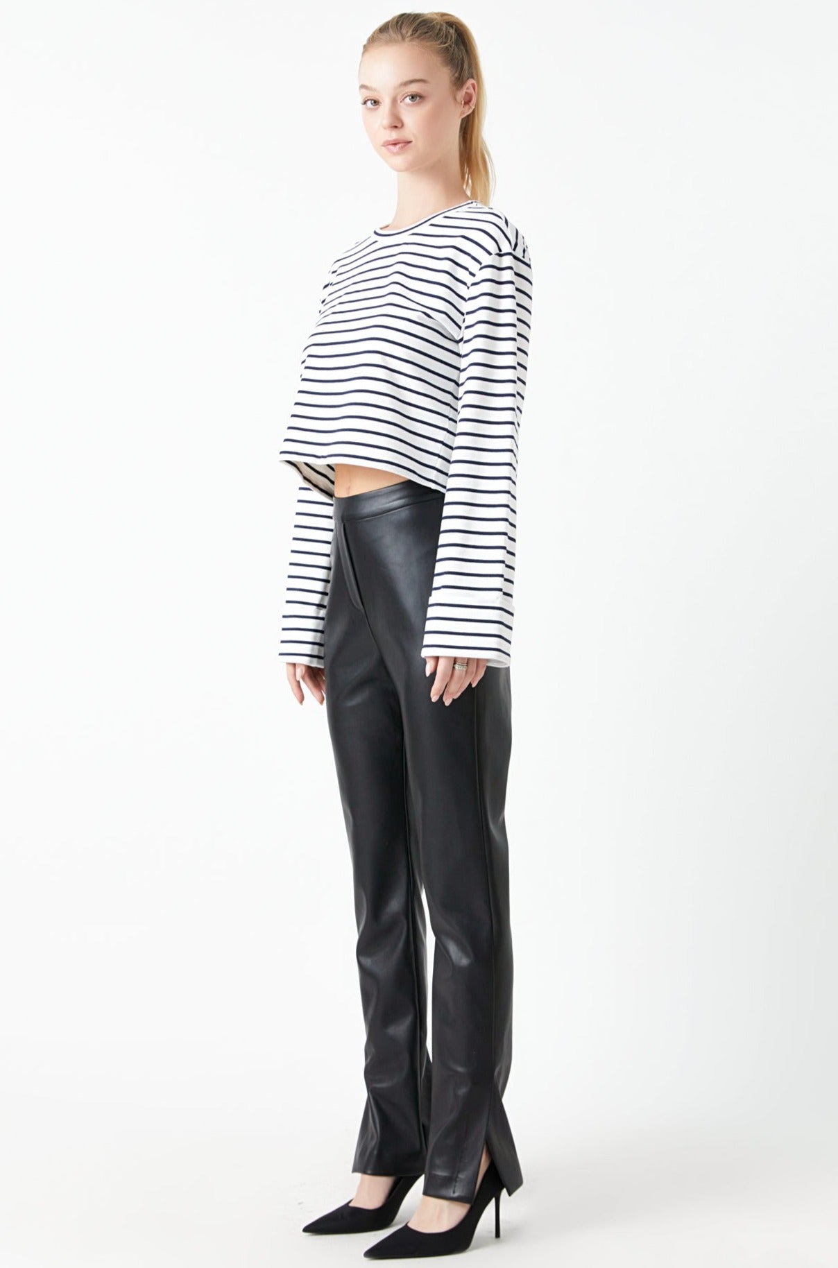 GREY LAB - Pu Slit Leggings - PANTS available at Objectrare