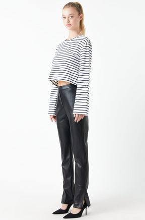 GREY LAB - Pu Slit Leggings - PANTS available at Objectrare