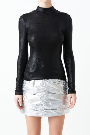GREY LAB - Shiny Turtle Neck Top - TOPS available at Objectrare