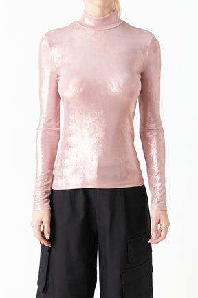 GREY LAB - Shiny Turtle Neck Top - TOPS available at Objectrare