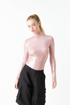 GREY LAB - Grey Lab - Shiny Turtle Neck Top - TOPS available at Objectrare