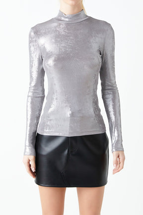 GREY LAB - Grey Lab - Shiny Turtle Neck Top - TOPS available at Objectrare