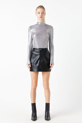 GREY LAB - Grey Lab - Shiny Turtle Neck Top - TOPS available at Objectrare