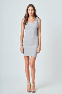 ENDLESS ROSE - Knit Bow Bodycon Mini Dress - DRESSES available at Objectrare