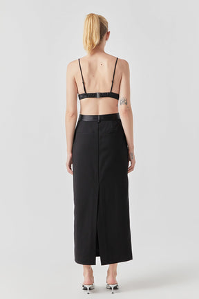 GREY LAB - Satin Contrast Maxi Skirt - SKIRTS available at Objectrare