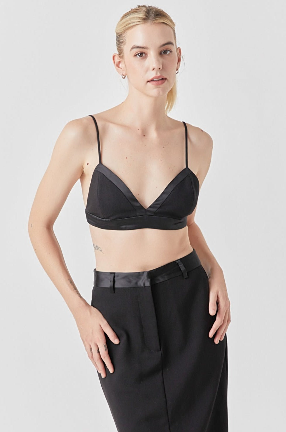 GREY LAB - Grey Lab - Satin Contrast Bra Top - CAMI TOPS & TANK available at Objectrare