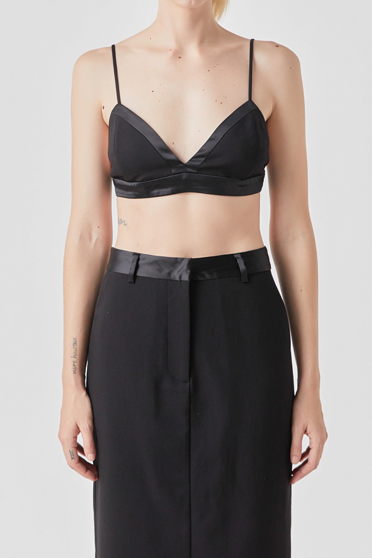 GREY LAB - Satin Contrast Bra Top - CAMI TOPS & TANK available at Objectrare