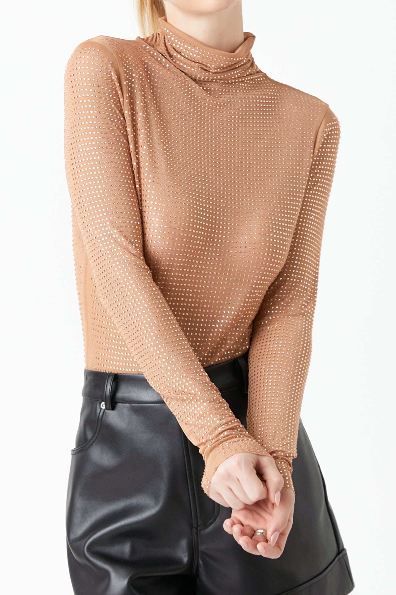 GREY LAB - Rhinestone Mesh Bodysuit - BODYSUIT available at Objectrare