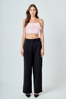 ENDLESS ROSE - Sequin Feather Sleeveless Top - TOPS available at Objectrare