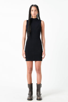 GREY LAB - Grey Lab - Mock Neck Sleeveless Knit Mini Dress - DRESSES available at Objectrare