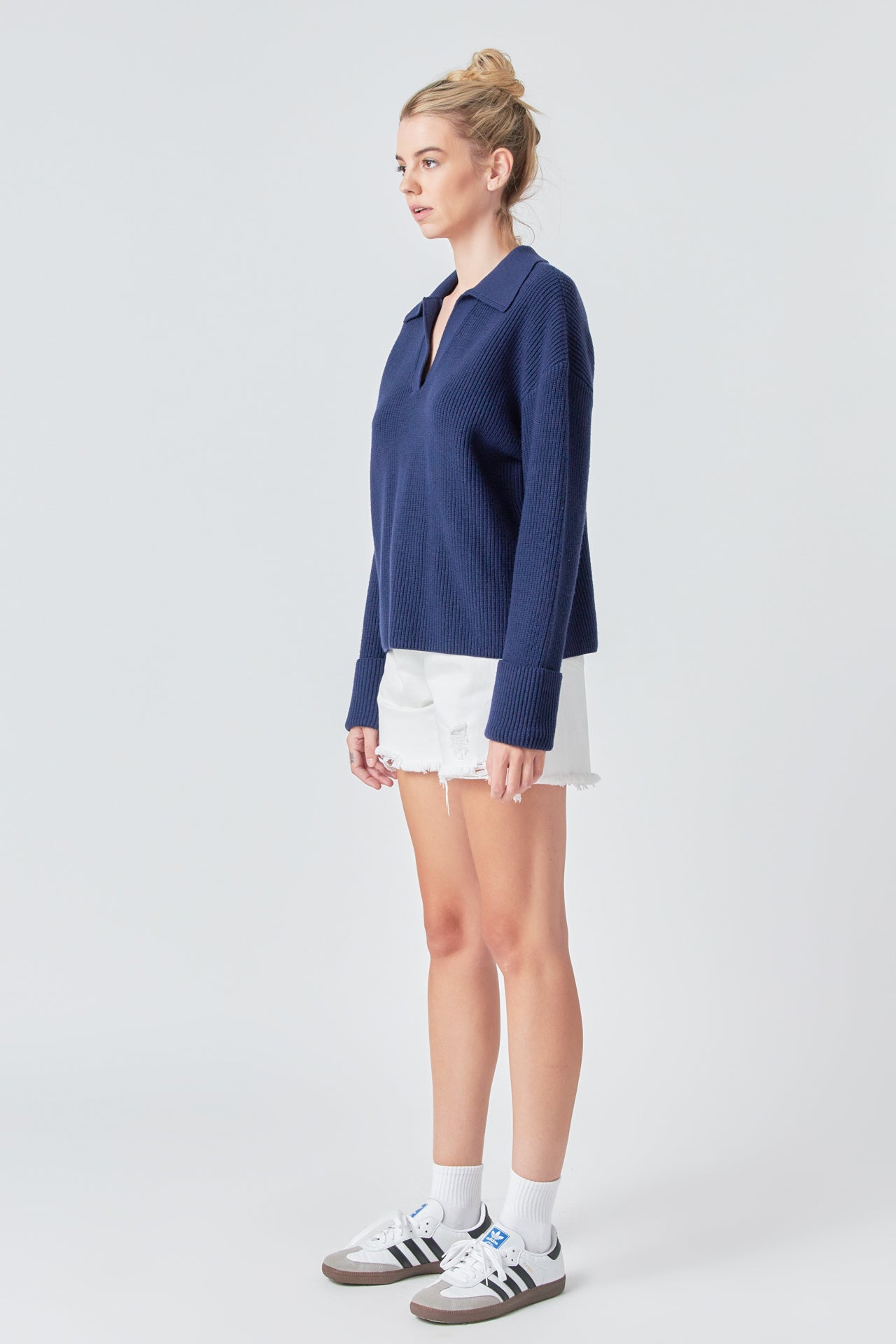 GREY LAB - Collar V neck Knit Top - TOPS available at Objectrare