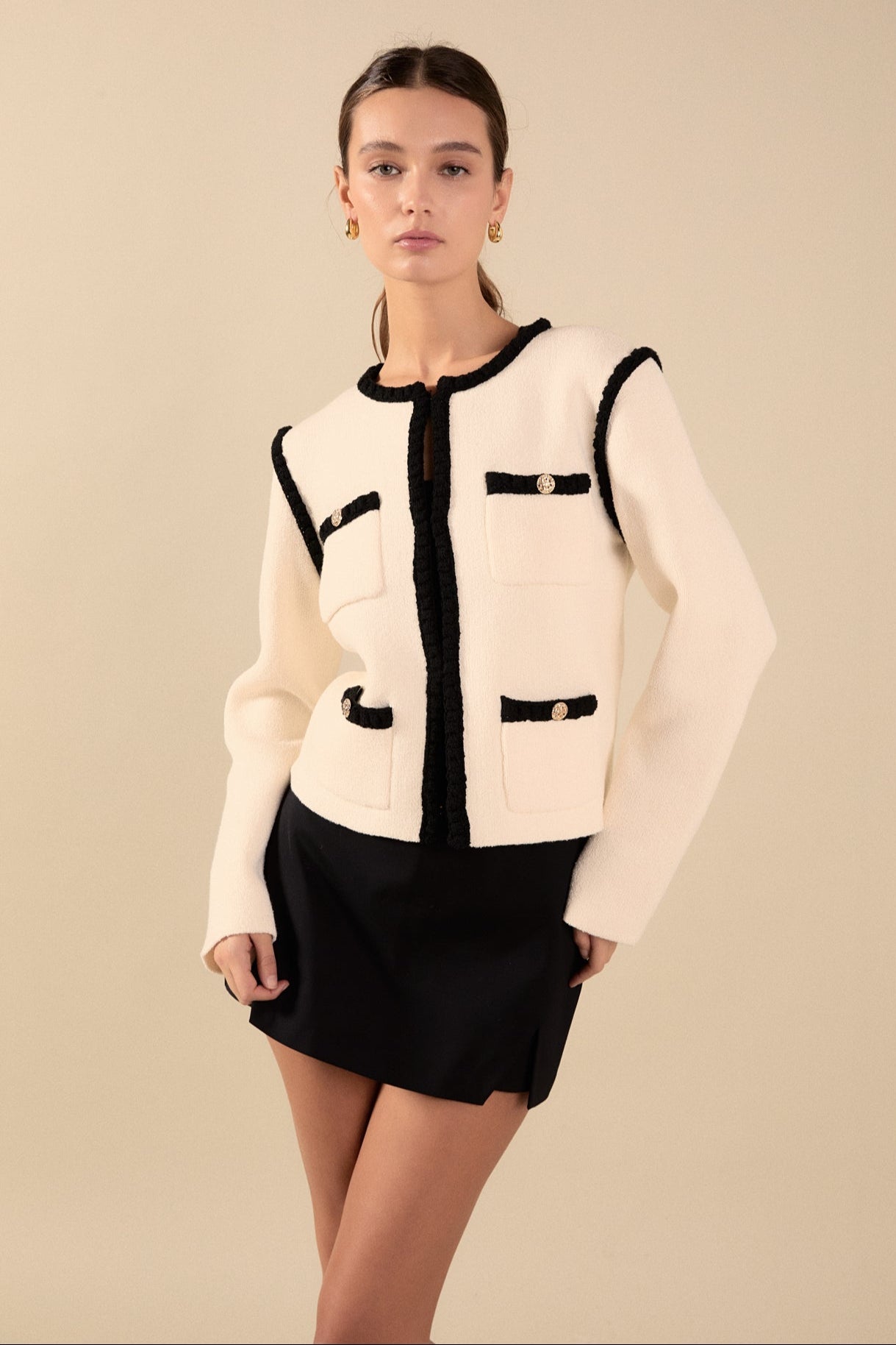 ENDLESS ROSE - Kelly Long Sleeve Braided Knit Jacket - JACKETS available at Objectrare
