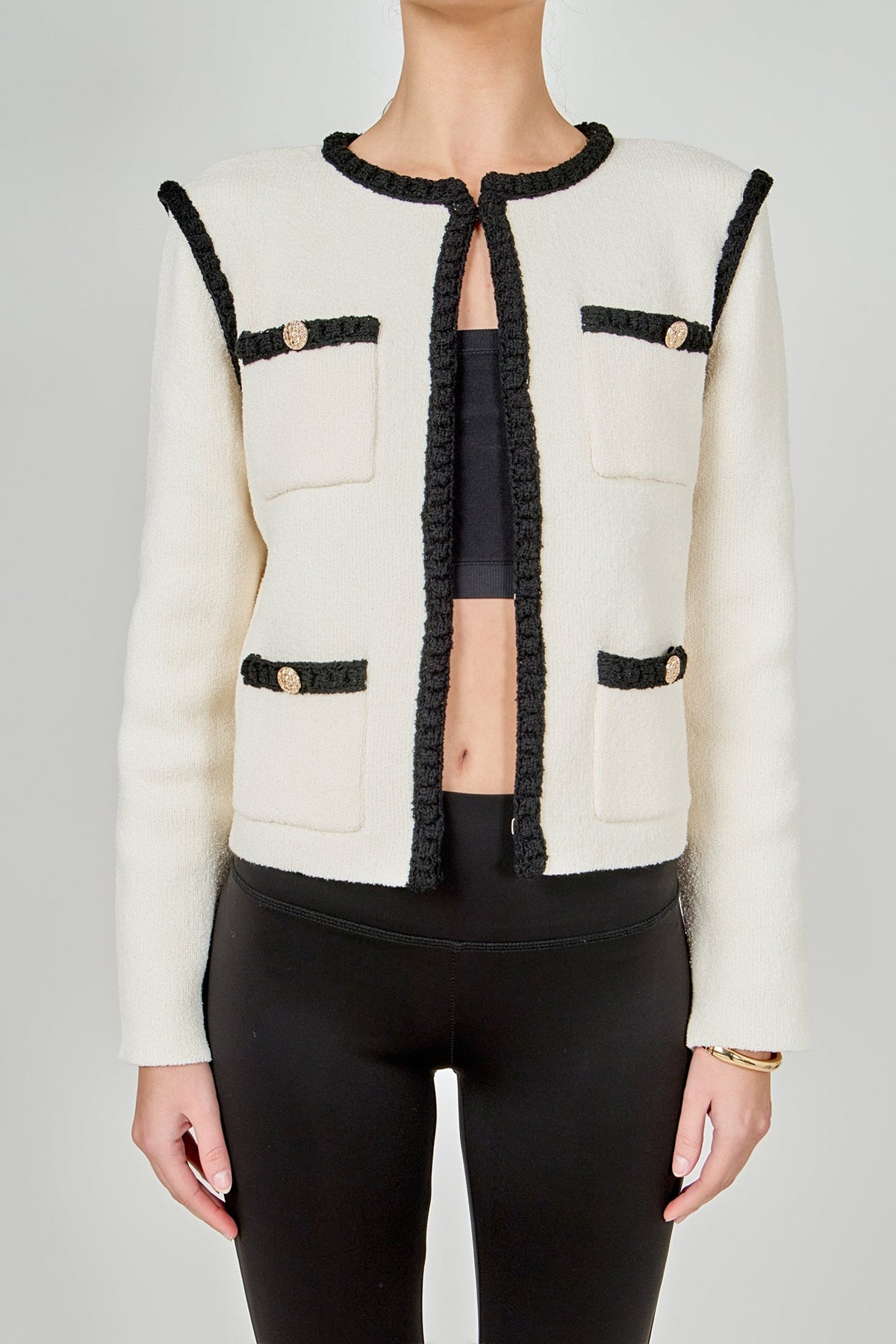 ENDLESS ROSE - Kelly Long Sleeve Braided Knit Jacket - JACKETS available at Objectrare