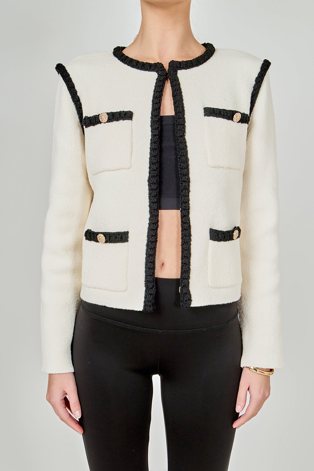 ENDLESS ROSE - Kelly Long Sleeve Braided Knit Jacket - JACKETS available at Objectrare