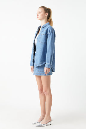 GREY LAB - Oversized Denim Shirt - SHIRTS & BLOUSES available at Objectrare