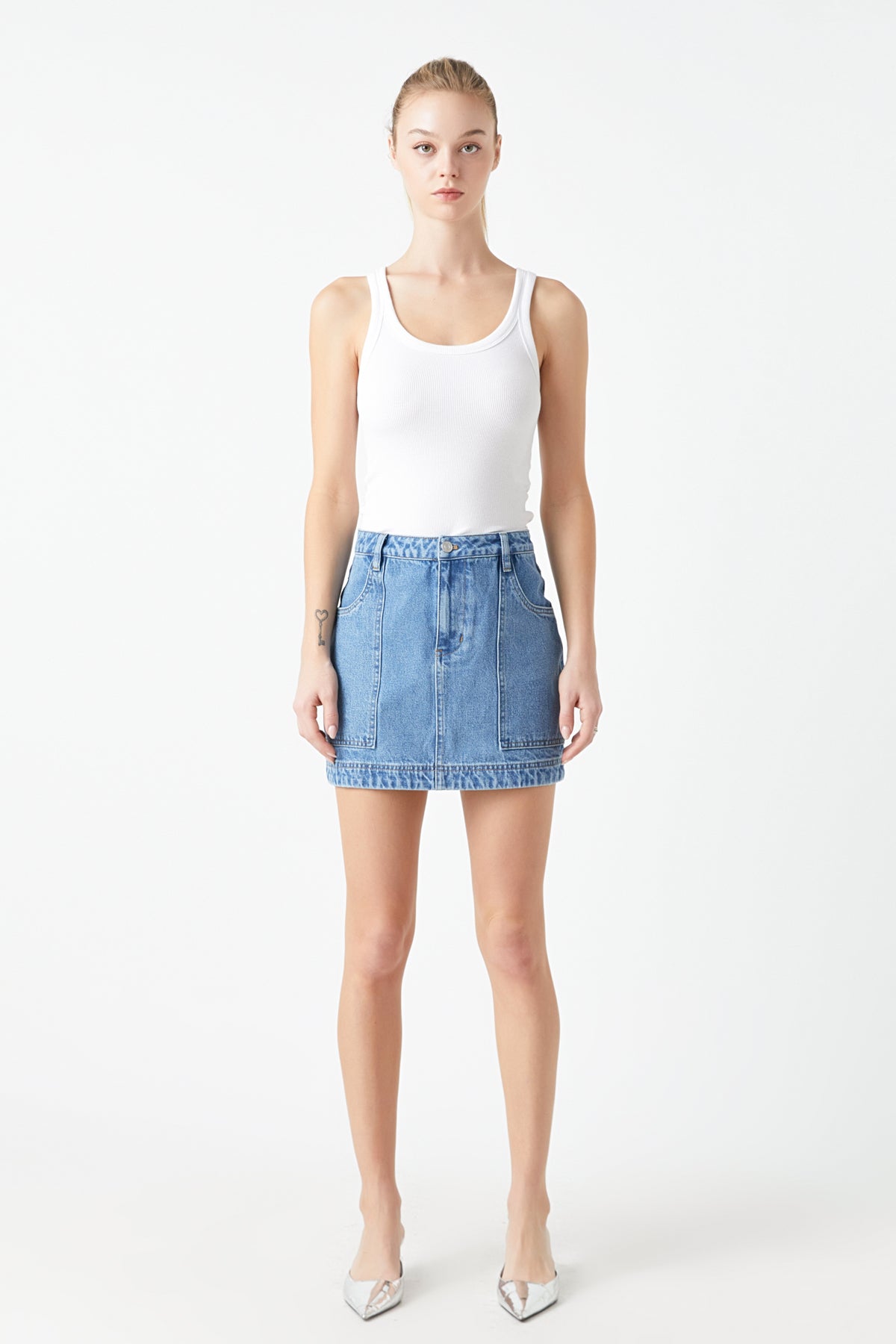 GREY LAB - Denim Mini Skirt - SKIRTS available at Objectrare