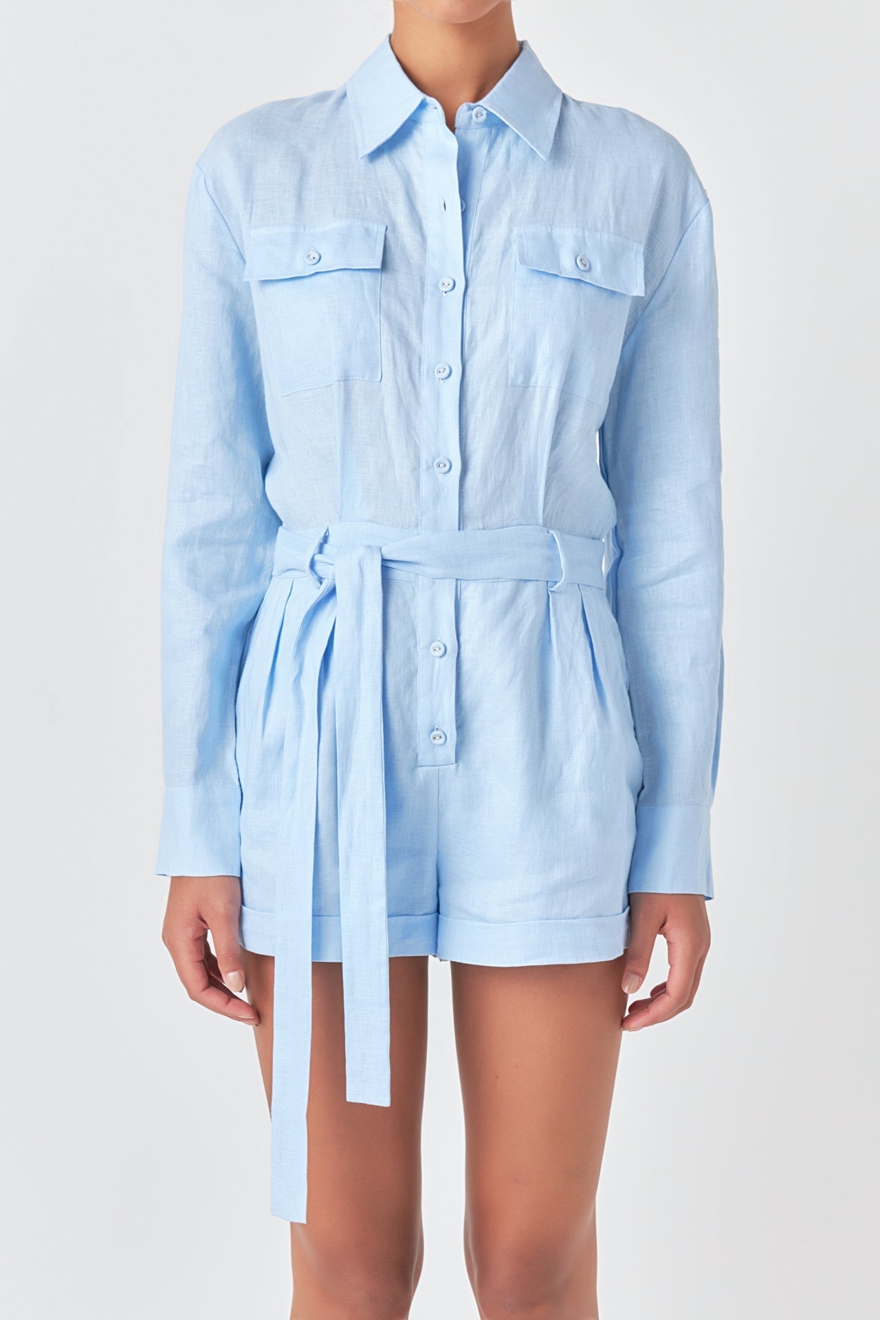 GREY LAB - Grey Lab - Linen Romper - ROMPERS available at Objectrare