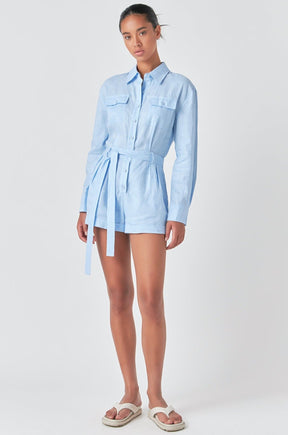 GREY LAB - Linen Romper - ROMPERS available at Objectrare