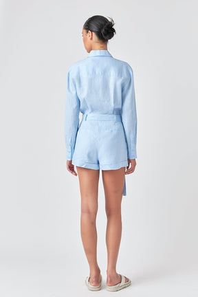 GREY LAB - Grey Lab - Linen Romper - ROMPERS available at Objectrare