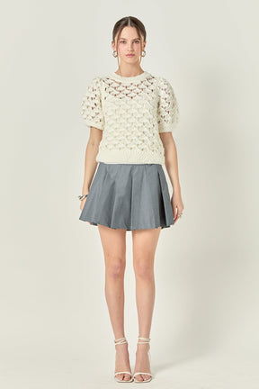 ENGLISH FACTORY - Scalloped Puff Sleeve Knit Top - TOPS available at Objectrare