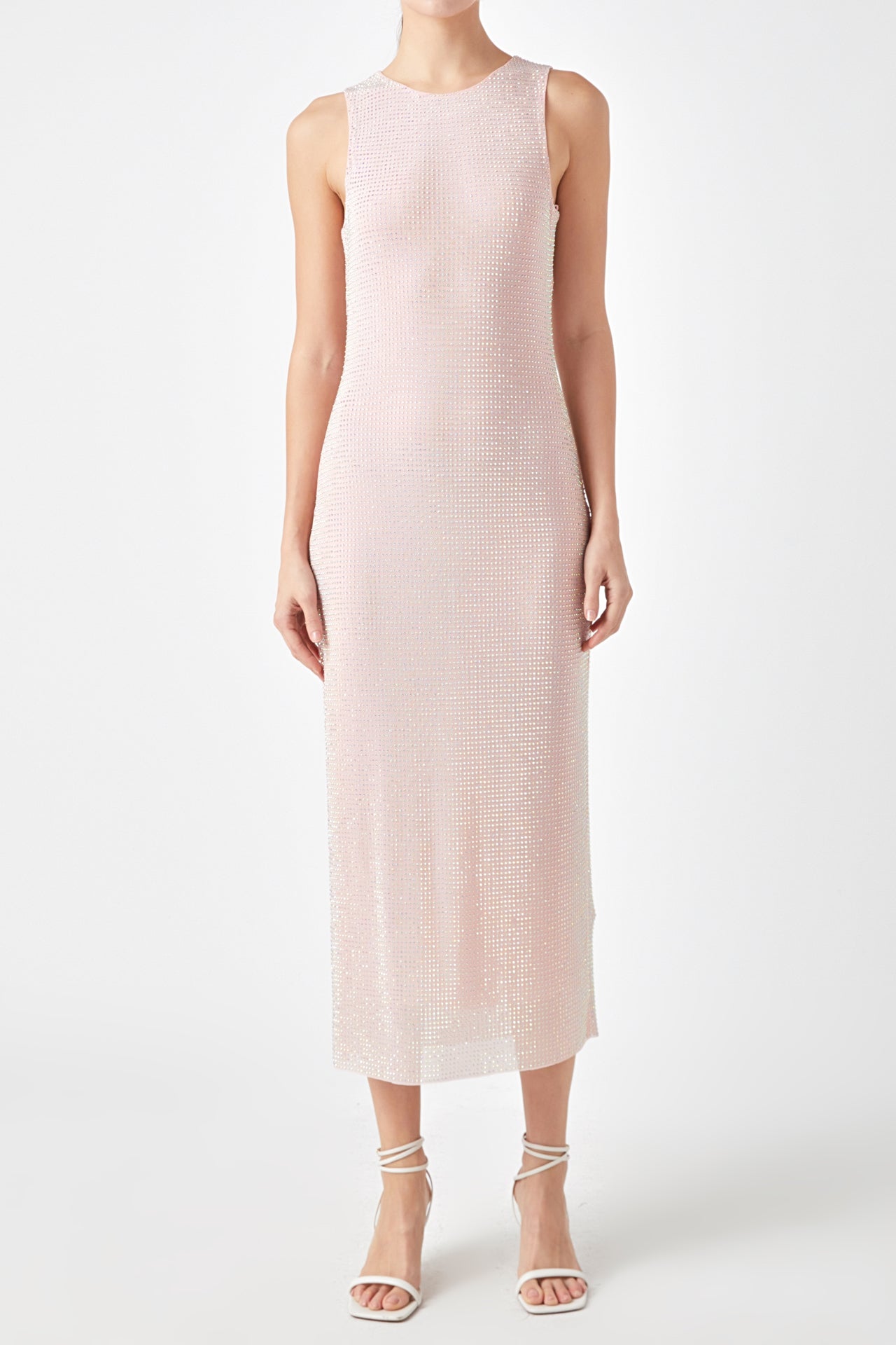 ENDLESS ROSE - Rhinestone Mesh Midi Dress - DRESSES available at Objectrare