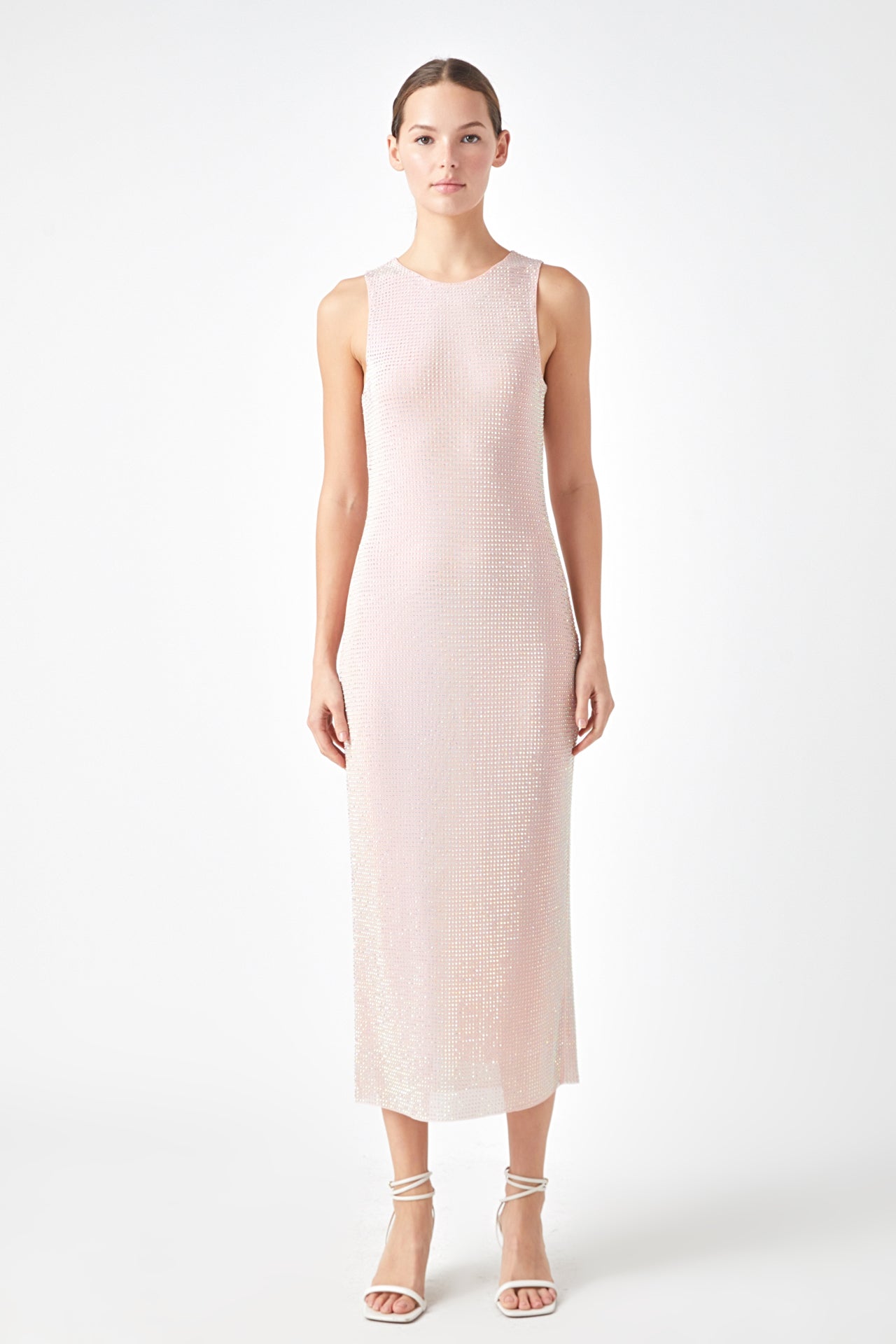 ENDLESS ROSE - Rhinestone Mesh Midi Dress - DRESSES available at Objectrare