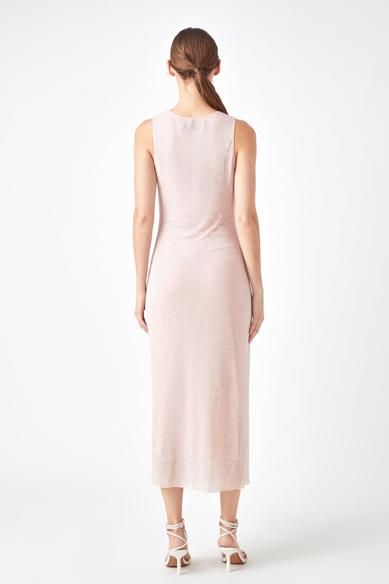 ENDLESS ROSE - Rhinestone Mesh Midi Dress - DRESSES available at Objectrare