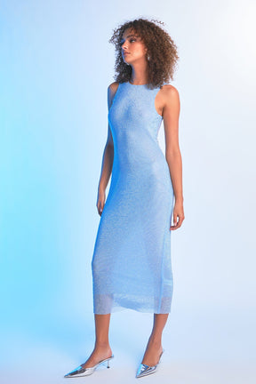ENDLESS ROSE - Rhinestone Mesh Midi Dress - DRESSES available at Objectrare