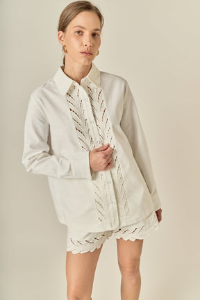 ENGLISH FACTORY - Embroidered Oversized Shirt - SHIRTS & BLOUSES available at Objectrare