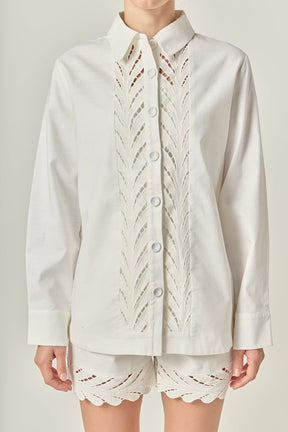 ENGLISH FACTORY - Embroidered Oversized Shirt - SHIRTS & BLOUSES available at Objectrare