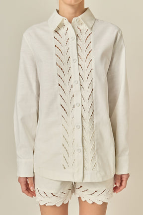 ENGLISH FACTORY - Embroidered Oversized Shirt - SHIRTS & BLOUSES available at Objectrare