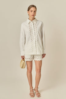 ENGLISH FACTORY - Embroidered Oversized Shirt - SHIRTS & BLOUSES available at Objectrare