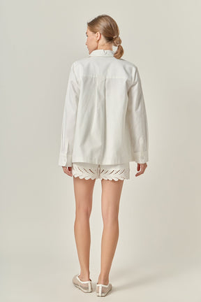 ENGLISH FACTORY - Embroidered Oversized Shirt - SHIRTS & BLOUSES available at Objectrare