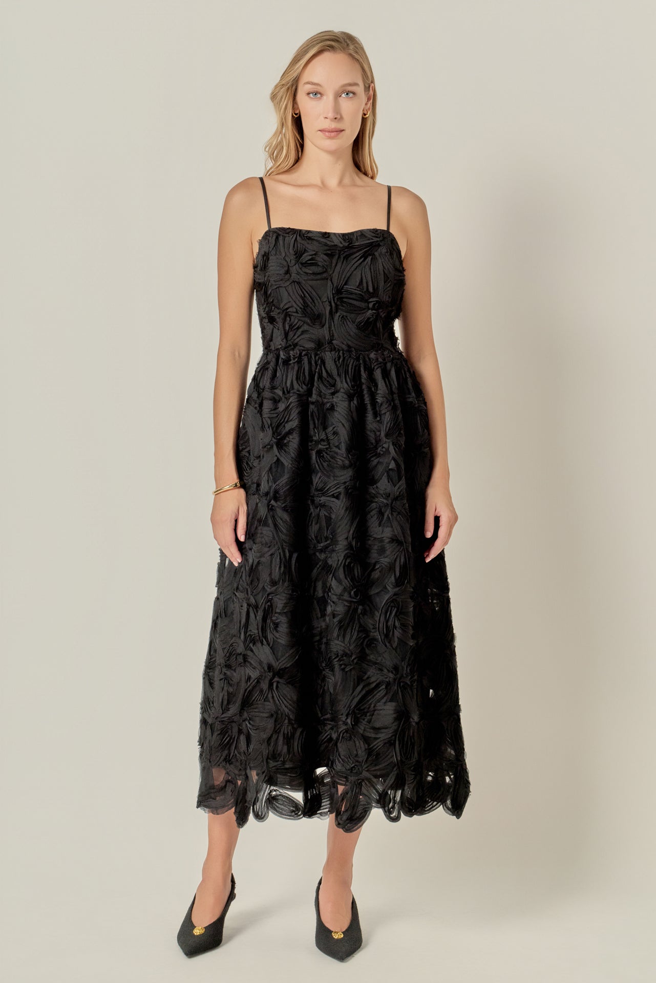 ENGLISH FACTORY - Flower Embellished Midi Dress - DRESSES available at Objectrare