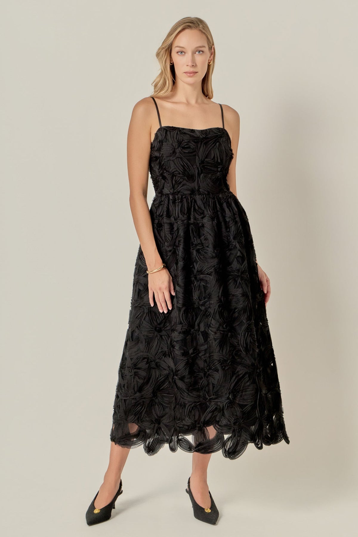 ENGLISH FACTORY - Flower Embellished Midi Dress - DRESSES available at Objectrare