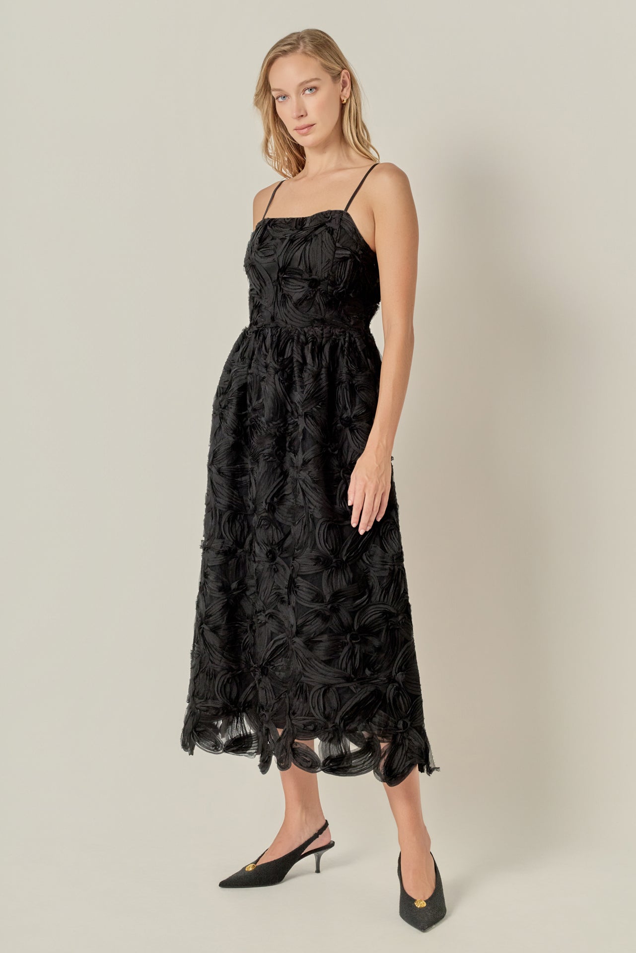 ENGLISH FACTORY - Flower Embellished Midi Dress - DRESSES available at Objectrare