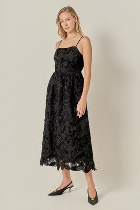 ENGLISH FACTORY - Flower Embellished Midi Dress - DRESSES available at Objectrare