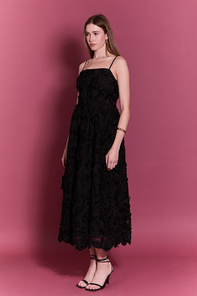 ENGLISH FACTORY - Flower Embellished Midi Dress - DRESSES available at Objectrare