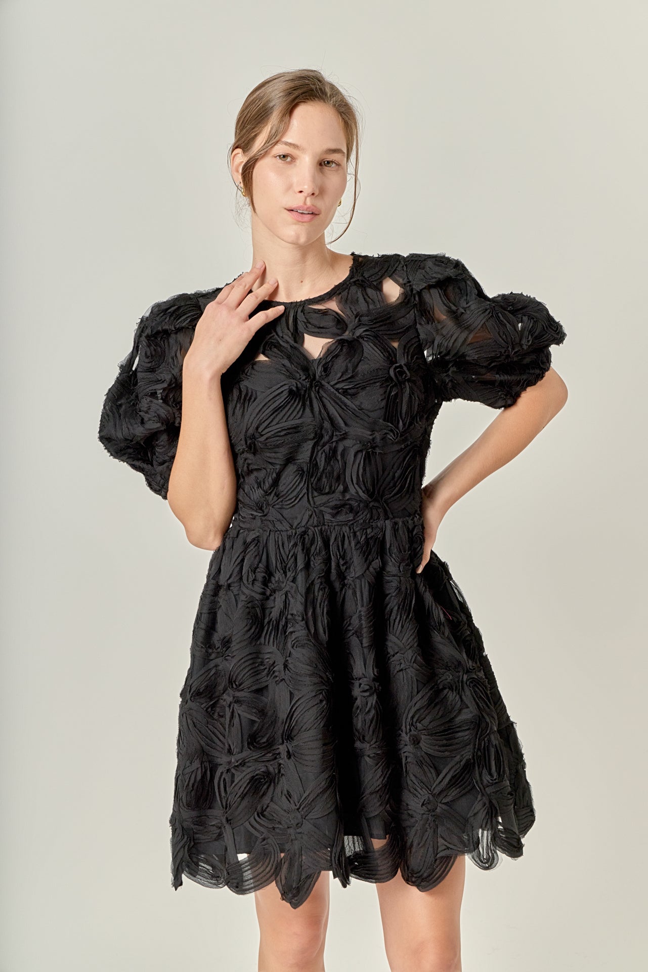 ENGLISH FACTORY - Flower Embellished Mini Dress - DRESSES available at Objectrare