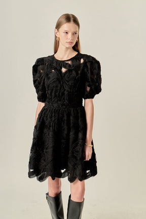 ENGLISH FACTORY - Flower Embellished Mini Dress - DRESSES available at Objectrare