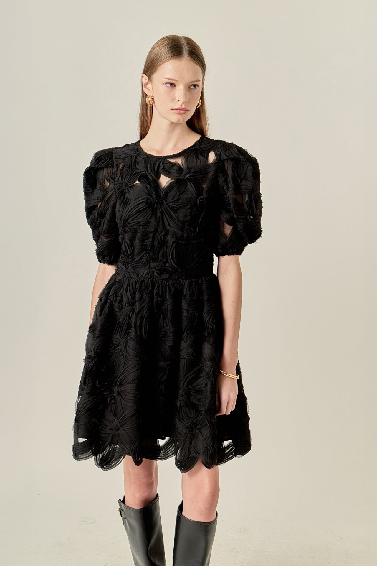 ENGLISH FACTORY - Flower Embellished Mini Dress - DRESSES available at Objectrare