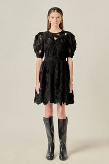 ENGLISH FACTORY - Flower Embellished Mini Dress - DRESSES available at Objectrare