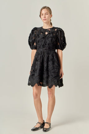 ENGLISH FACTORY - Flower Embellished Mini Dress - DRESSES available at Objectrare