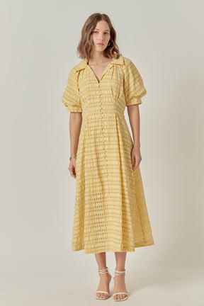 ENGLISH FACTORY - Seersucker Check Midi Dress - DRESSES available at Objectrare