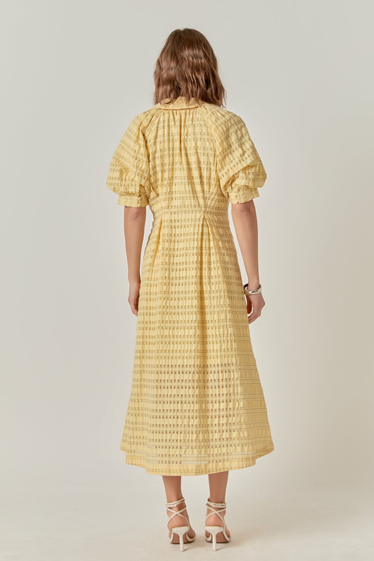Seersucker Check Midi Dress
