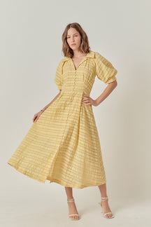 ENGLISH FACTORY - Seersucker Check Midi Dress - DRESSES available at Objectrare
