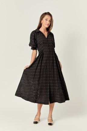 ENGLISH FACTORY - Seersucker Check Midi Dress - DRESSES available at Objectrare