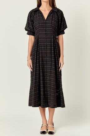 ENGLISH FACTORY - Seersucker Check Midi Dress - DRESSES available at Objectrare