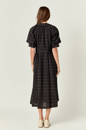 ENGLISH FACTORY - Seersucker Check Midi Dress - DRESSES available at Objectrare