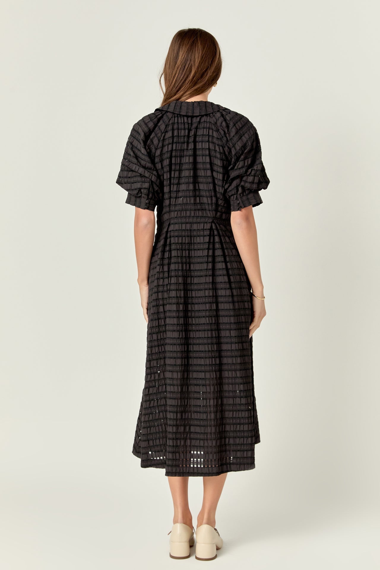 ENGLISH FACTORY - Seersucker Check Midi Dress - DRESSES available at Objectrare
